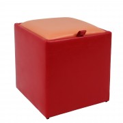 Taburet Box imitatie piele - rosu/portocaliu